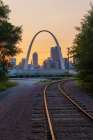 Jefferson National Expansion Memorial, The Gateway Arch at sunset, St. Louis, Missouri. Art Print
